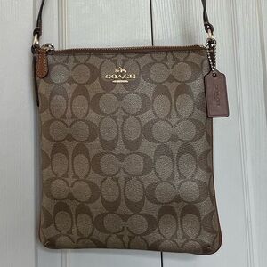 Coach Signature Coated Canvas North/South Crossbody - F35940 - Brown